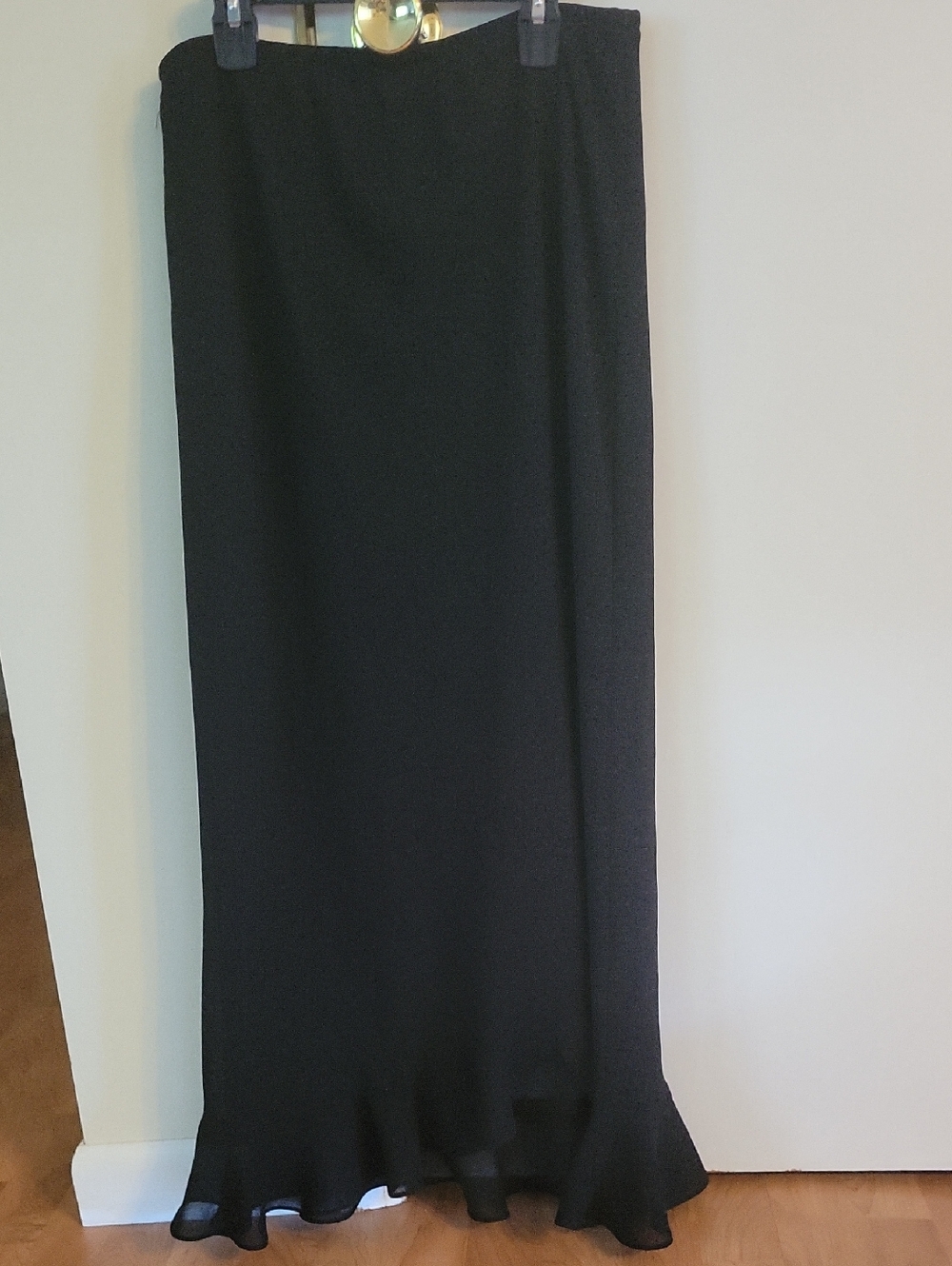 MSK Black Maxi Skirt with Ruffle Flounce Hem Sz L